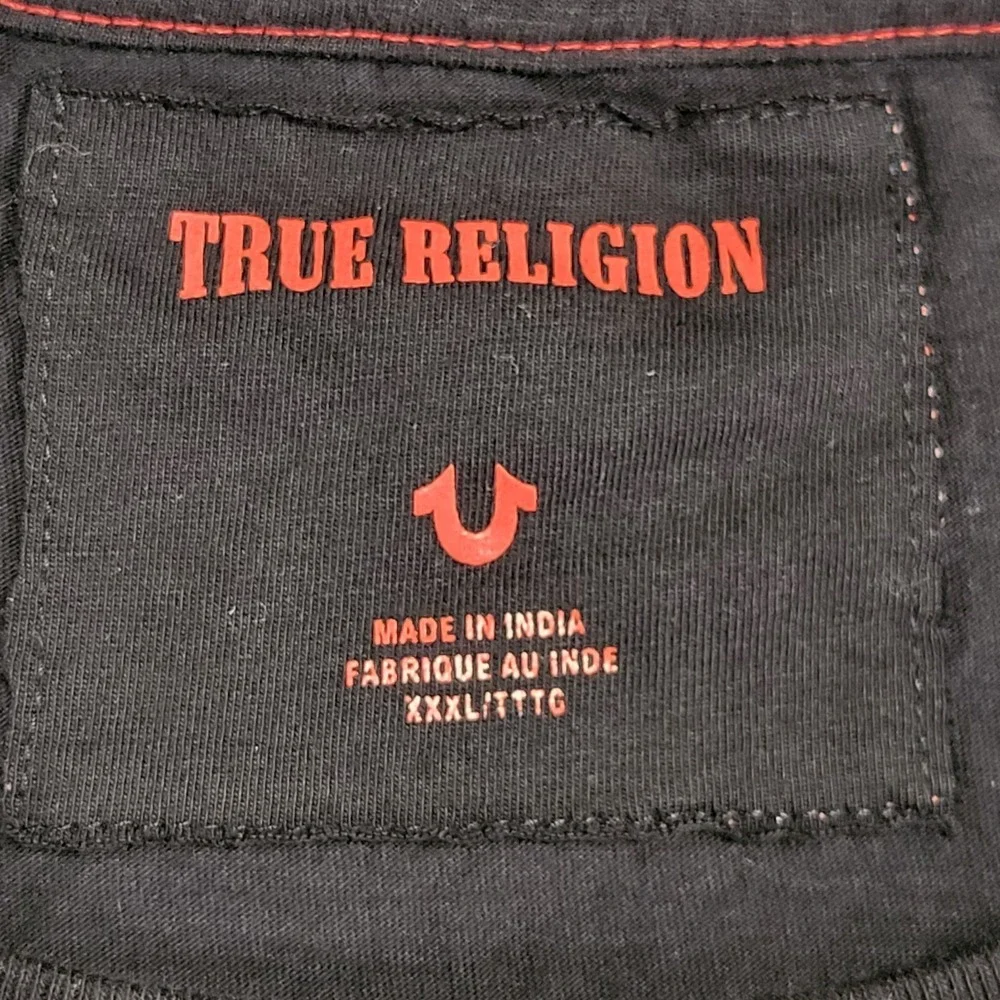 True Religion Men's Black Crew Neck Lucky Buddha Logo T-Shirt Size XXX-Large